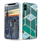 Coque pour Apple iPhone X / XS en Marbre Or Blanc Vert Foncé No. 6 Housse de protection Étui en silicone TPU avec motif mosaïque - Neuf