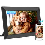 Vexloria Cadre Photo Numérique WiFi 10,1 Pouces, Écran Tactile1280 x 800 HD IPS Cadres Photo Numérique avec 32Go de Stockage pour Partager Photos et Vidéos, Rotation Automatique, Horloge et Météo