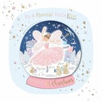 Little Girl on your 1st First Christmas Luxury 3D Fairy Snow Globe Greeting Card