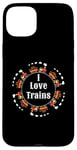 Coque pour iPhone 15 Plus I Love Trains Train Track Jouet électrique Train Train Tee