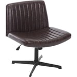 Woltu - Chaise de Bureau, Chaise Pivotante sans roulettes, Fauteuil Relax en Cuir Ciré, Marron foncé