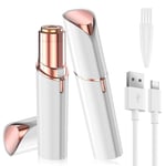 Vexloria Rasoir Visage Femme, USB Rechargeable, Epilateur Visage Femme, Doux et Indolore Rasoir Femme Electrique, Flawless Epilateur Visage pour Joues, Menton, Bras (Élégant, Blanc)