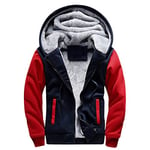 LBL Homme Hiver Chaud Sweats à Capuche Zippé Épaisse Veste de Manches Longues Manteau Rouge XL