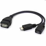 CentBest Micro USB Splitter Cable OTG Power Enhancer Cord USB 2.0 A Female to M