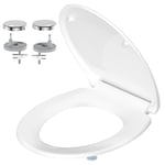 YEAUPE PRO Abattant WC Universel Forme O avec Frein de Chute, Lunette de Toilette Blanche Universelle，Design Antibactérien et Facile à Nettoyer, Peut Supporter 150 Kg, Blance, 44.6 * 37.2 CM