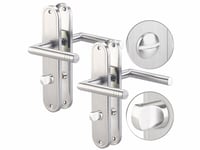 2 garnitures en inox pour porte de WC/salle de bains - AGT