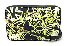 MICHAEL KORS GRAFFITI JET SET ITEM LARGE EW CROSSBODY HANDBAG BLACK NEON YELLOW