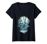 Womens Sugar Skull Dark Forest Skull Beautiful Skull Men Women V-Neck T-Shirt