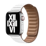 Läderarmband för Apple Watch Band 44mm 40mm 45mm 41mm Magnetiskt Länk Armband iWatch Ultra 49mm Serie 8 7 6 SE 5 4 3 42mm Vit