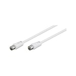 Goobay 50125 Câble d'antenne, connecteur coaxial nickelé sur connecteur coaxial femelle, câble coaxial approprié pour TV, HDTV, radio, blindage double, 75 Ohm, 20m, blanc