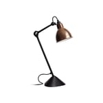 Lampe Gras by DCWéditions - Lampe Gras No205 - Round - Svart bas, Rå koppar med vit insida - Bordlamper - Bernard-Albin Gras - Kobber