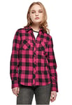 Urban Classics Women's Ladies Turnup Checked Flanell Shirt, wildviolet/Black, S