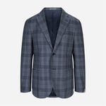 Wool-Silk Blazer - Blue-Brown Check