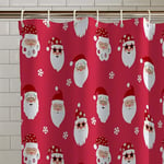 Catherine Lansfield Christmas Santa Spec-Tacular Shower Curtain, 180x180 cm, Red