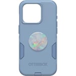 OtterBox Bundle Apricot Commuter Series Case - (Crisp Denim) + PopSockets PopGrip (Opal), Slim & Tough, Pocket-Friendly, with Port Protection, PopGrip Included Blue