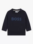 BOSS Baby Logo Cotton Sweatshirt, Navy