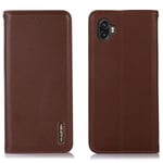 Nahkainen lompakkopuhelinkotelo Samsung Galaxy Xcover 6 Prolle, automaattisesti sulkeutuva magneettijalusta CoverBrown