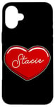 Coque pour iPhone 16 Plus Stacie Cœur dessiné à la main – Prénom Cœurs I Love Stacie