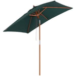 Rootz hopfällbart trädgårdsparaply - Strandparasoll - Justerbart parasoll - Robust granträ - UV-beständig polyester - 200 x 150 x 235 cm