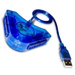 Convertisseur Manettes PS a USB Compatible avec PSX PS1 PS2 pour PC Laptop Bleu