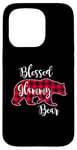 Coque pour iPhone 15 Pro Blessed Glammy Bear Red Buffalo Check Plaid Cadeau pour grand-mère