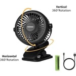 Ventilateur USB Rotation à 360° de Bureau avec Batterie Petit Ventilateur à Clipper Puissant et silencieux,pour Maison Bureau Voitur