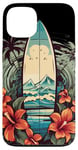 Coque pour iPhone 13 Planche de surf vintage motif hibiscus plage palmiers