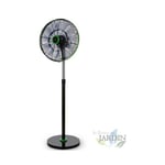 Orbegozo - Ventilateur sur pied silencieux F0248, télécommande, 18 pales. Noir et vert