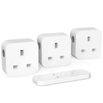 Remote Control Plug Socket, Wireless Light Switch, 3 Pack Sockets and 1 Remote