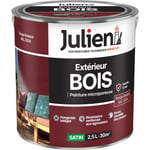 Peinture Bois Microporeux Extérieur Satin - Portes, fenêtres, portails, mobilier de jardin - Rouge Basque 2,5 l - Julien