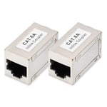 DIGITUS DN-93905 - Coupleur RJ45 Cat 6A - Lot de 2 - Rallonge de câble LAN - Connecteur de câble réseau Cat6A - Compatible PoE - Coupleur modulaire - Pour Switch, DSL, modem, routeur, PC - Argent
