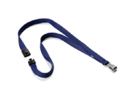 Durable Textile lanyard SOFT COLOUR midnight blue, ID-hållare, Metall, Textil, Blå, 44 cm, 15 mm, 10 pieces / pack