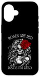 Coque pour iPhone 16 Roses Are Red Inside I Am Dead Squelette Anti-Saint-Valentin