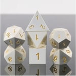 A Role Playing Dice Set Metallic - Vit Metal - Gul Font