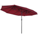 Parasol de terrasse double Rouge Bordeaux 4.50 x 2.65 x H 2.40 Toile polyester TWIN KZ GARDEN