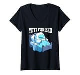 Womens Yeti For Bed Sleeping Sasquatch Abominable Snowman Pajama V-Neck T-Shirt