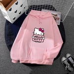 Cartoon Sanrio Hello-kitty söt huvtröja för kvinnor koreanska flickor mode tröja vår och höst modell kläder casual långärmad M M pink