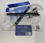 Clear Exam Pencil Case Set BIC Pens Pencils Sharpener Full Geometry Set HELIX