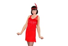 WIDMANN MILANO PARTY FASHION W, Costume Charleston, Élégance des années 20, Robe Rouge avec Franges et Sequins, Bijou de tête avec Plume, Confort Taille XL, qualité Durable, 11006893