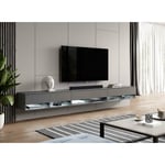 Meuble tv alyx 300 cm (3x100cm) lowboard moderne gris anthracite - Furnix