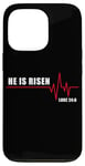 Coque pour iPhone 13 Pro He is Risen – Jesus Heartbeat Pulse Christian Faith EKG