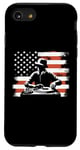 Coque pour iPhone SE (2020) / 7 / 8 Drapeau américain DJ – Amoureux de la platine Deejay des États-Unis patriotiques