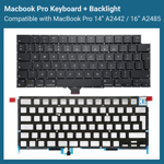 MacBook Pro Keyboard + Backlight Replacement Backlight UK A2442 A2485