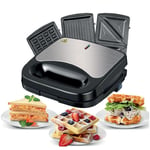 3-In-1 Sandwich Panini Waffle and Grill Over Duel Cooking Plates Camping