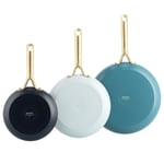 GreenPan Shades stekpanneset 3 delar, oxford blue/light blue/tapestry