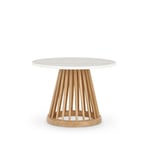 Tom Dixon - Fan Small Natural Side Table, Rund toppskiva i marmor Ø60 - Vit - Pienet pöydät & sivupöydät - Valkoinen - Puu/Kivi