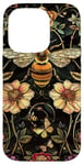 Coque pour iPhone 14 Pro Beau motif abeilles et fleurs noires