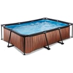 Piscine EXIT Wood 220x150x65cm avec pompe filtrante - marron