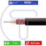 Câble radiofréquence RG59B/U 1meter 75 ohm acier cuivré + blindage 6.5mm