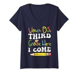 Womens Watch Out Third Grade Here I Come First Day Back To School V-Neck T-Shirt